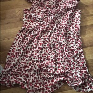 Red and White Floral Dress